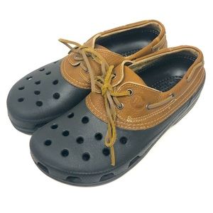 CROCS Black and Brown Boat Shoes